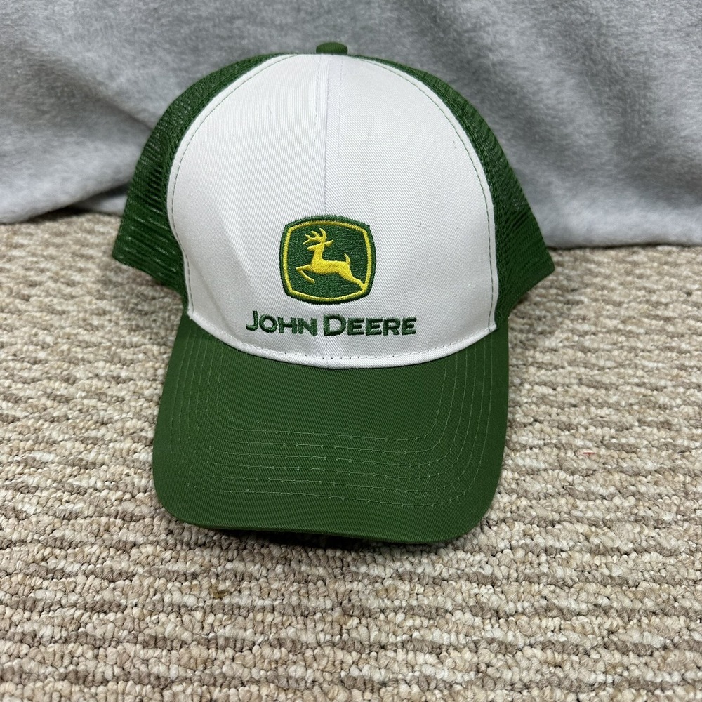 John Deere Green  Mesh White‎ Front Snapback Truckers Cap